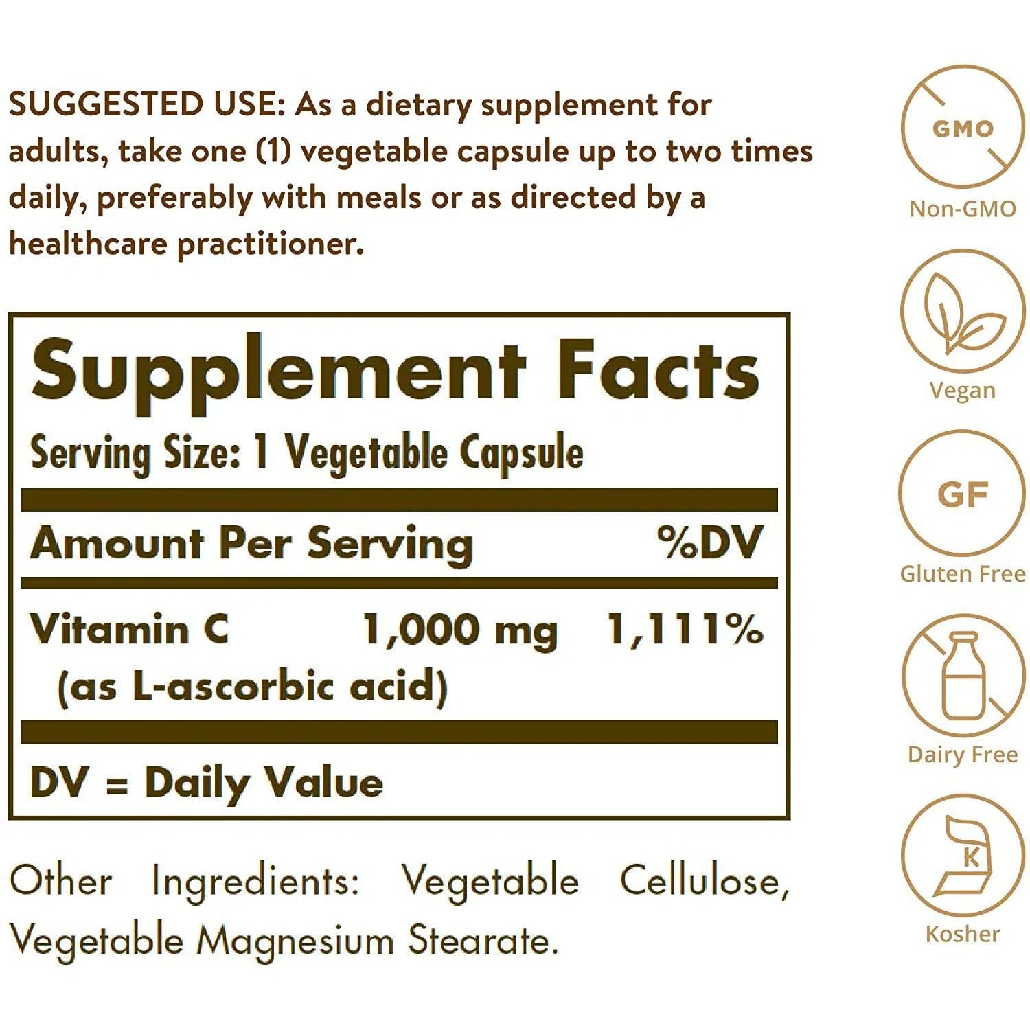 Solgar Vitamin C 1000 mg Supplement for Immune Support & Antioxidant Protection - Boost Energy & Skin Health (120 Tablets)