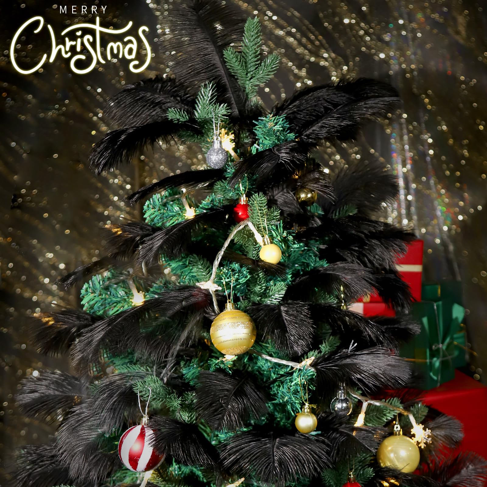 FANDAMEI 12 Pack Black Ostrich Feathers 10-12 Inch (25-30cm) for DIY Crafts, Wedding Centerpieces, Table Decor, Home & Party Decoration - Perfect for Bohemian Decor, Costume Accessories, and Photo Props