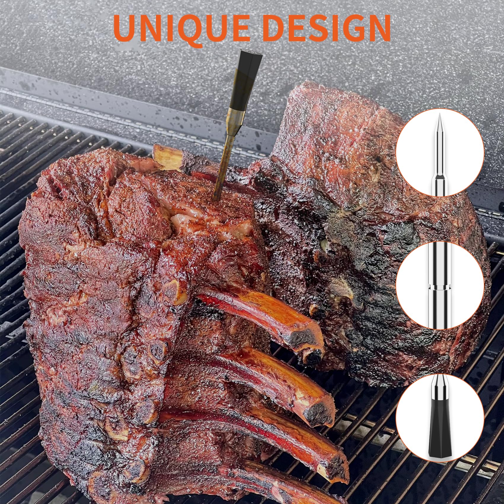 Wireless Meat Thermometer with 3.9mm Ultra-Thin Probe & 777FT Bluetooth Range - Digital Cooking Thermometer for BBQ, Grill, Oven, Smoker, Sous Vide - Perfect for Home Kitchen, Outdoor Camping & Professional Chefs