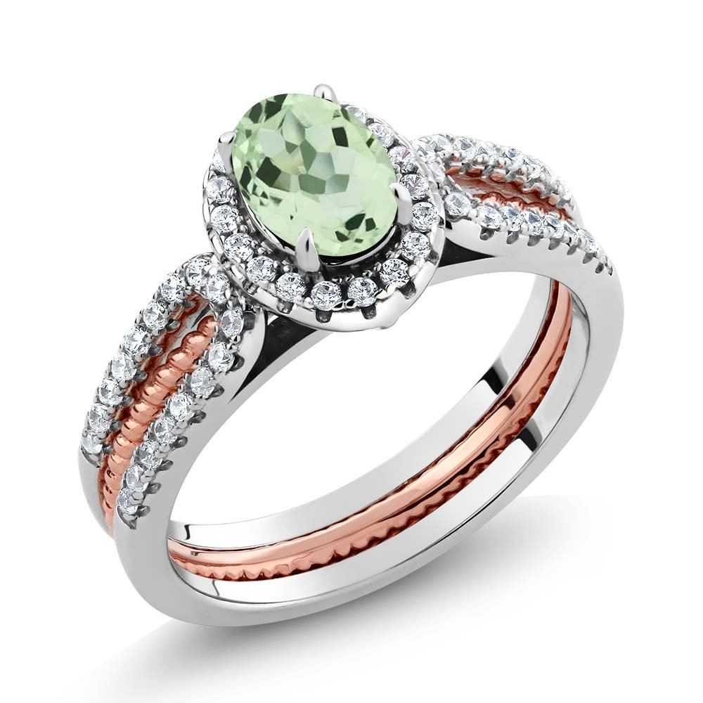 1.37 Ct Natural Green Prasiolite 925 Sterling Silver Stackable Wedding Band Ring for Women - Perfect for Bridal Sets, Anniversary Gifts & Everyday Jewelry