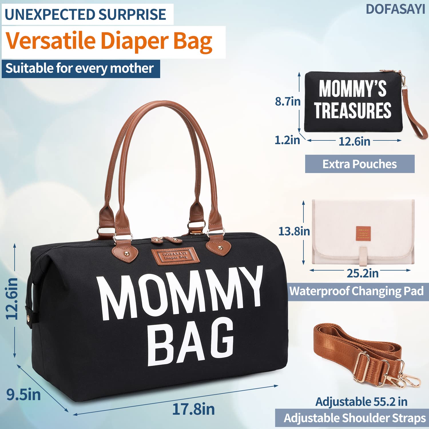 DOFASAYI Waterproof Leather Diaper Backpack with Changing Pad - Multifunctional Baby Bag for Moms & Dads - Perfect for Travel, Outings & Daily Parenting Needs