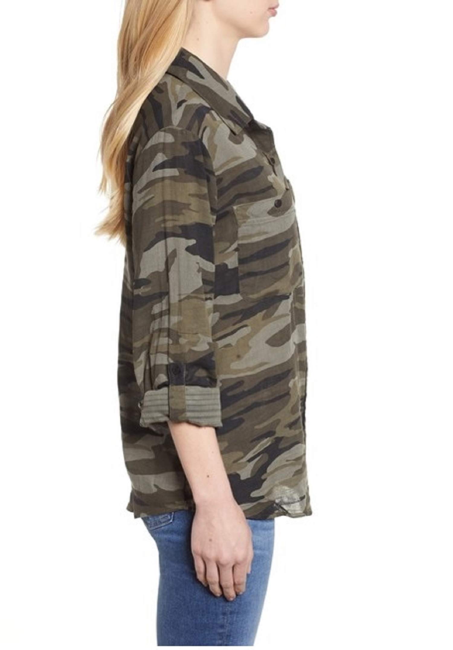 Sanctuary Clothing Women's Camo Boyfriend Shirt - Small Size | Relaxed Fit Oversized Button Down Top for Casual Wear, Street Style & Layering