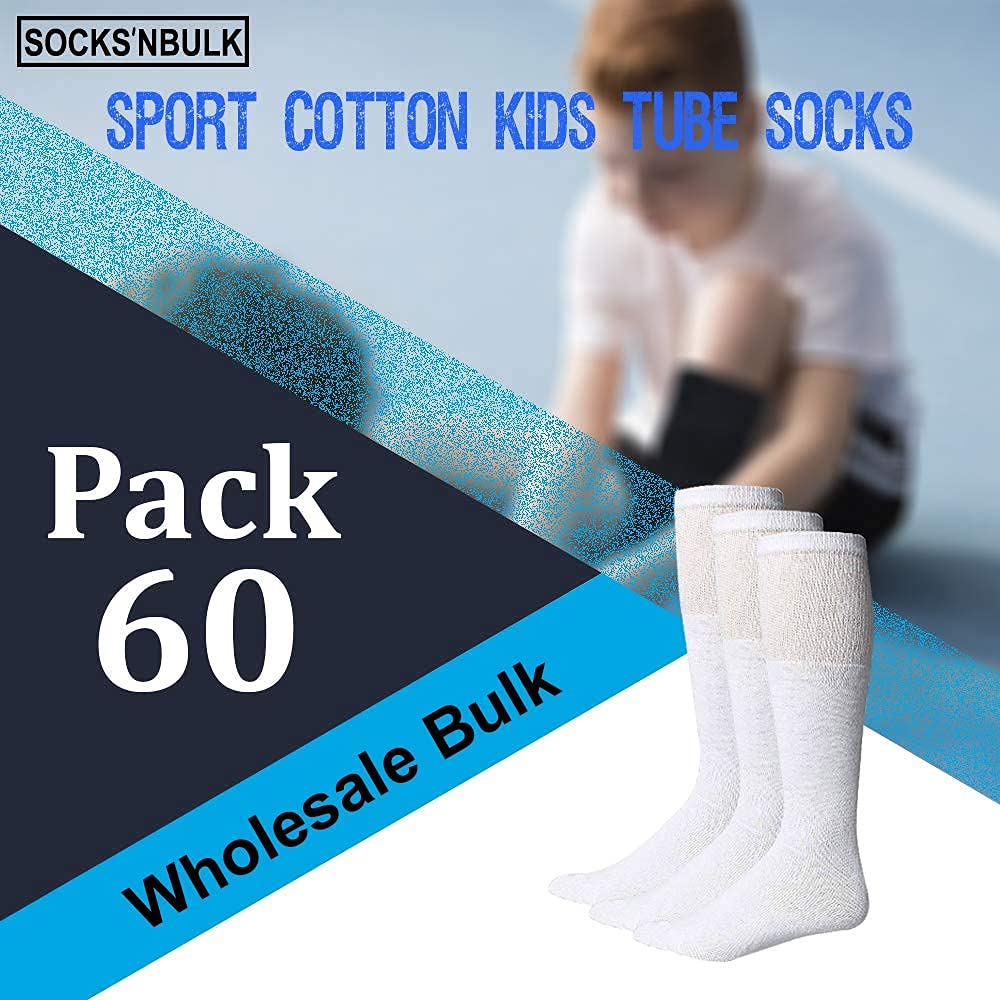 60 Pairs Kids Socks Bulk Pack - Breathable Cotton Unisex Crew, Ankle & Tube Socks for Boys & Girls - Wholesale Children's Athletic Socks for School, Sports & Daily Wear