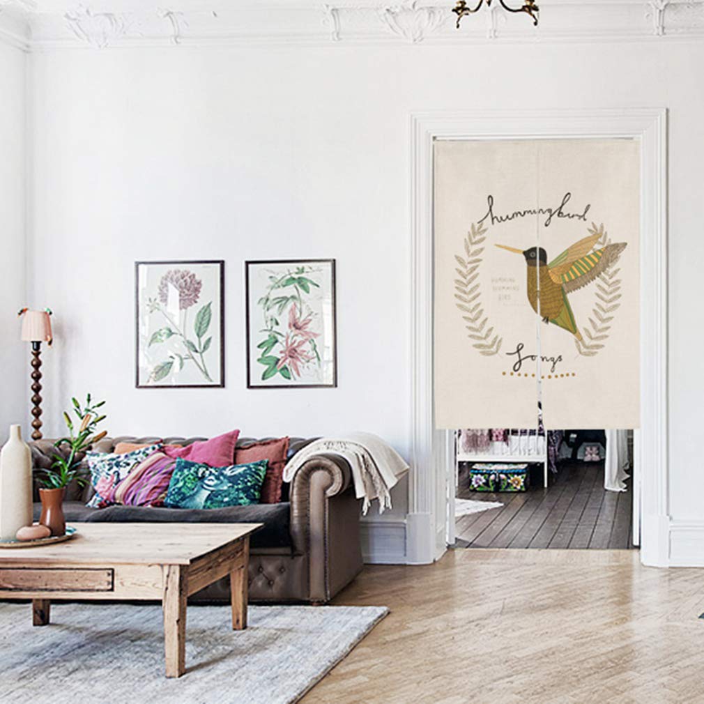 Handcrafted Japanese Noren Doorway Curtain - Modern Bird Design Tapestry for Home Decor, 33 x 47 Inch | Room Divider, Entryway Decor & Asian-Inspired Interior Design