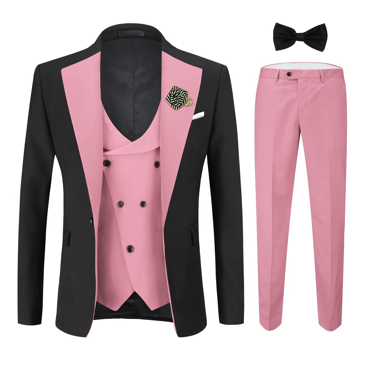 YFFUSHI Men's Slim Fit 3 Piece Suit Set - One Button Blazer, Vest & Pants for Wedding, Prom, Party, Business & Formal Occasions | Premium Tailored Suits for Grooms, Professionals & Special Events