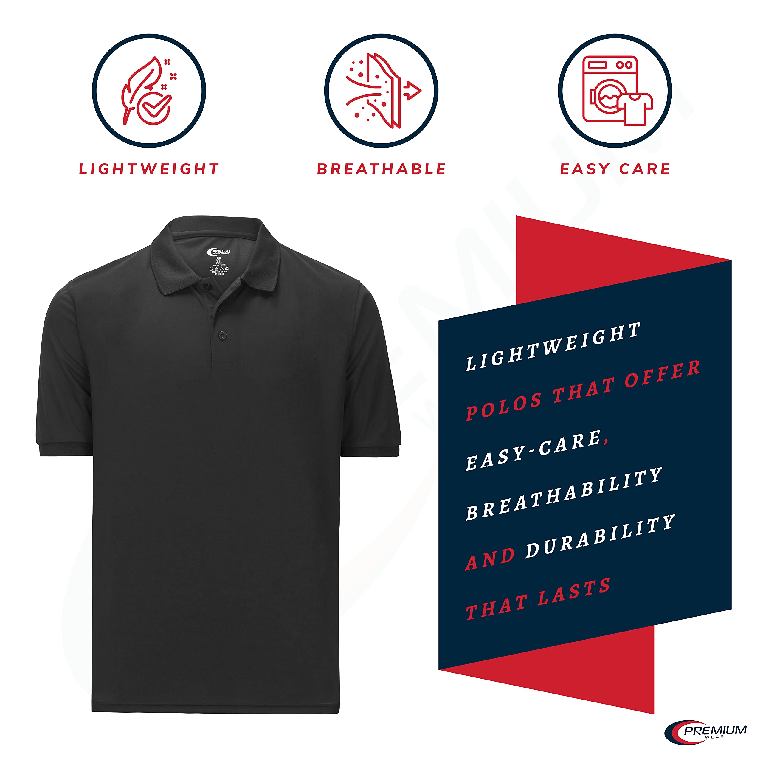 Premium Moisture-Wicking Men's Polo Shirt - Breathable Quick-Dry Performance Golf & Casual Wear for Active Lifestyles