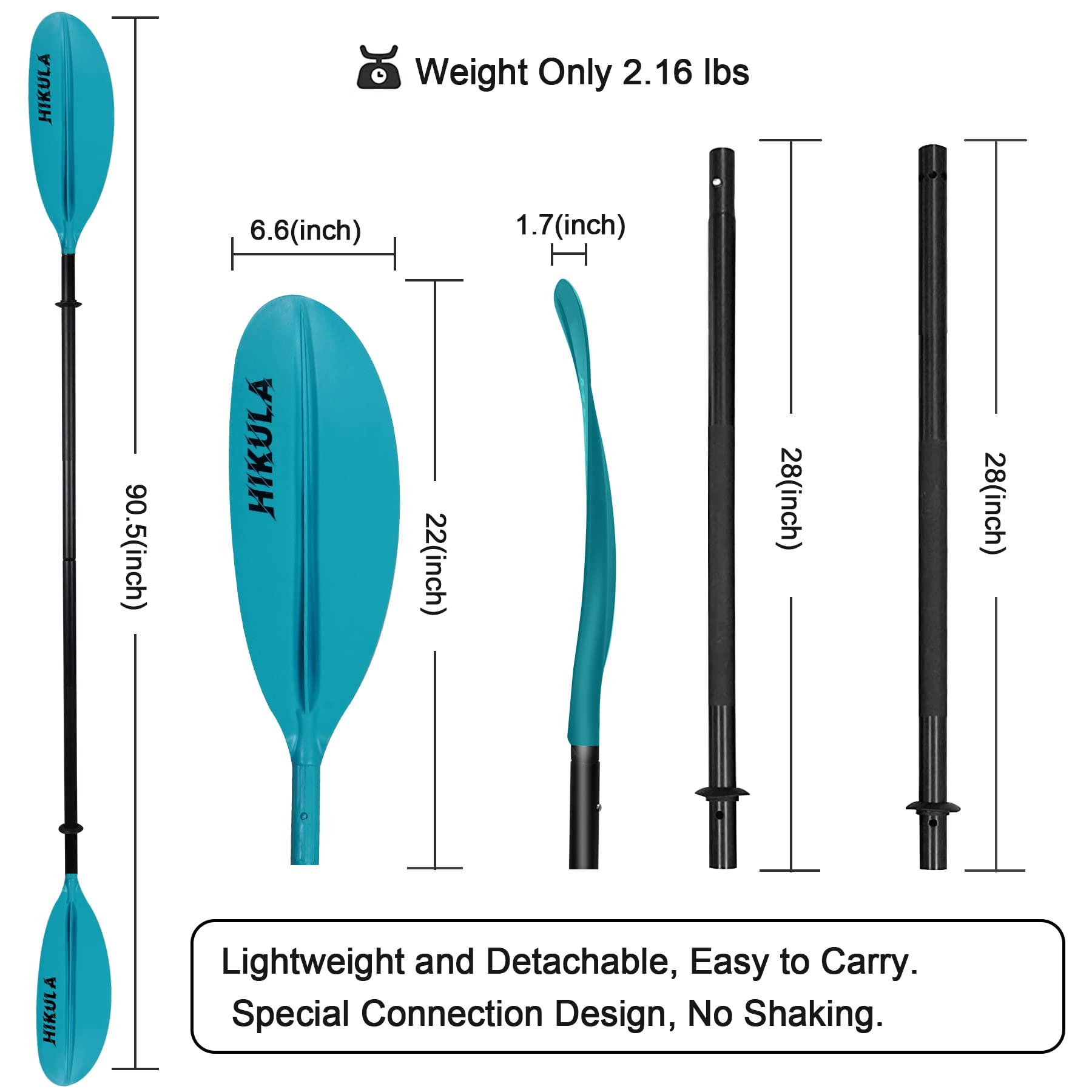 Premium 4-Piece Kayak Paddle - Lightweight Aluminum Shaft & Floating PP Blade (86.6in/220cm & 90.5in/230cm Options) - Perfect for Recreational Kayaking, Fishing, and Water Sports Adventures