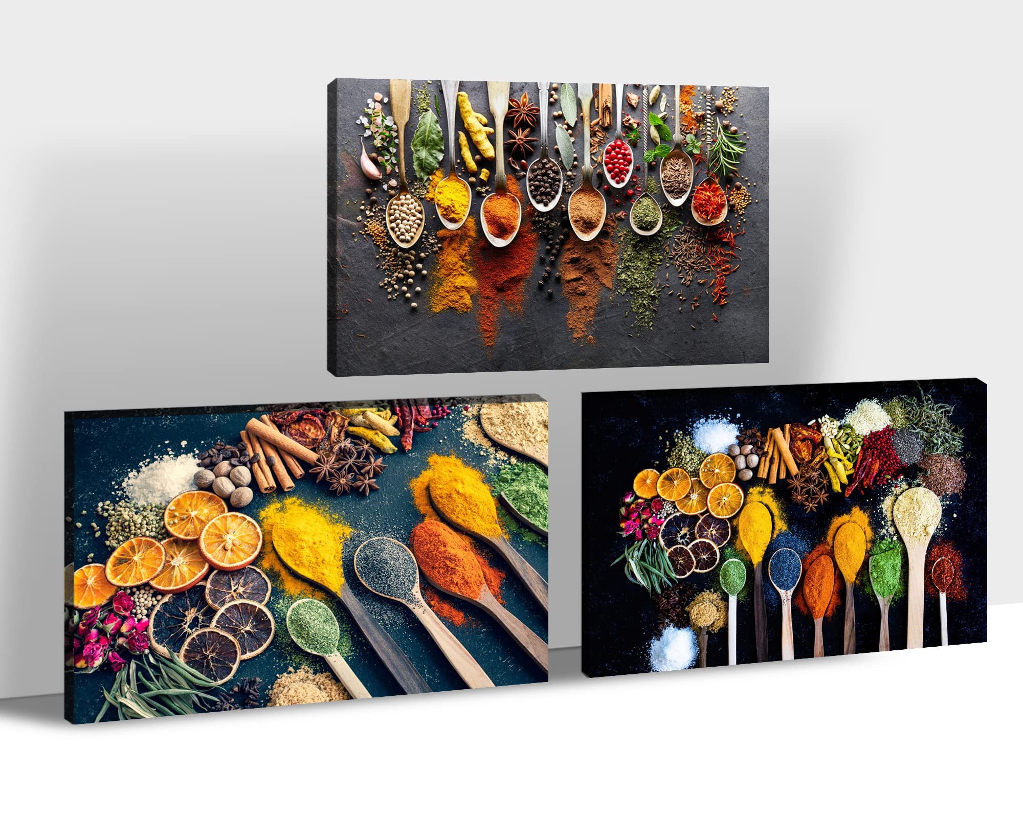 Kitchen Wall Art - 3 Piece Framed Canvas Prints for Dining Room & Restaurant Decor (12x18 Inches) - Perfect for Home & Commercial Spaces