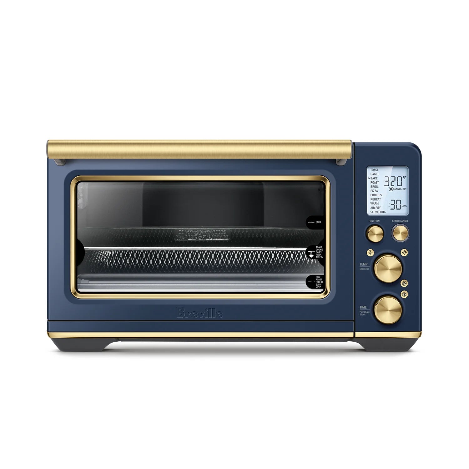 Breville Smart Oven Air Fryer Pro - 1800W Countertop Convection Toaster Oven with Air Fry, Roast, Bake & Broil Functions | Damson Blue Brass (BOV860DBB) | Perfect for Small Kitchens, Dorms & RV Cooking