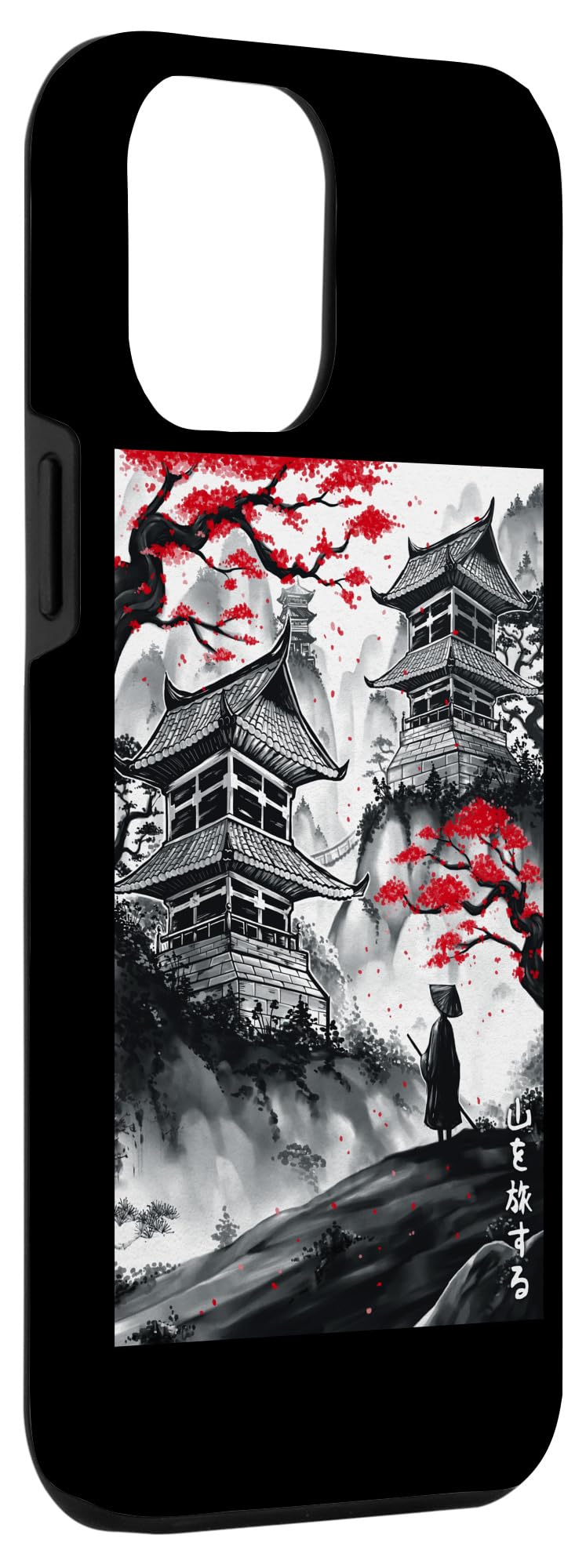 iPhone 12 Pro Max Case - Japanese Style Traveler Mountains Ink Wash Painting Design - Perfect for Travel, Gifts & Everyday Use