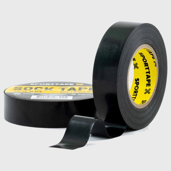 SportTape 1.9cm x 20m Athletic Sock Tape - Black Elastic Adhesive Bandage for Running, Soccer & Sports Injury Prevention