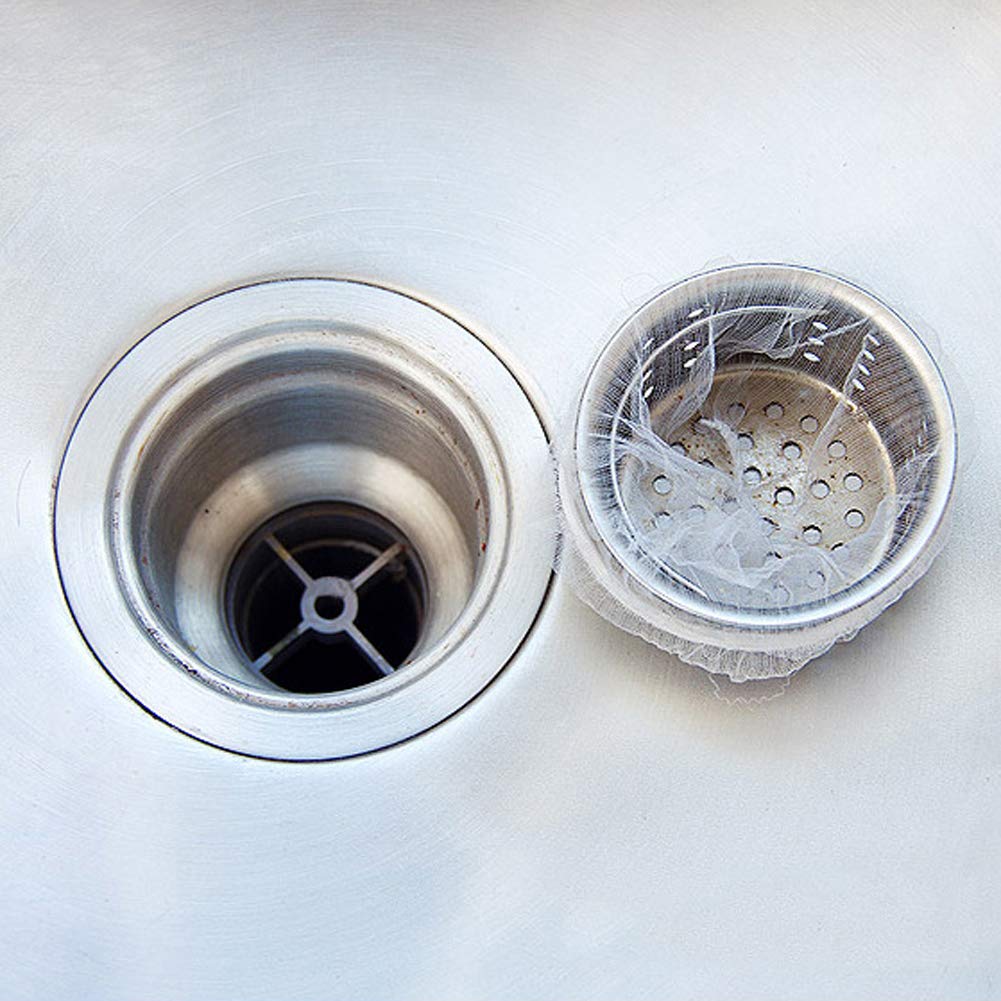 200Pcs Disposable Sink Strainer Bags - Fine Mesh Kitchen & Bathroom Sink Strainer Garbage Bags (4x3.5inch, White) - Prevents Clogs, Catches Food Scraps & Hair for Easy Cleaning
