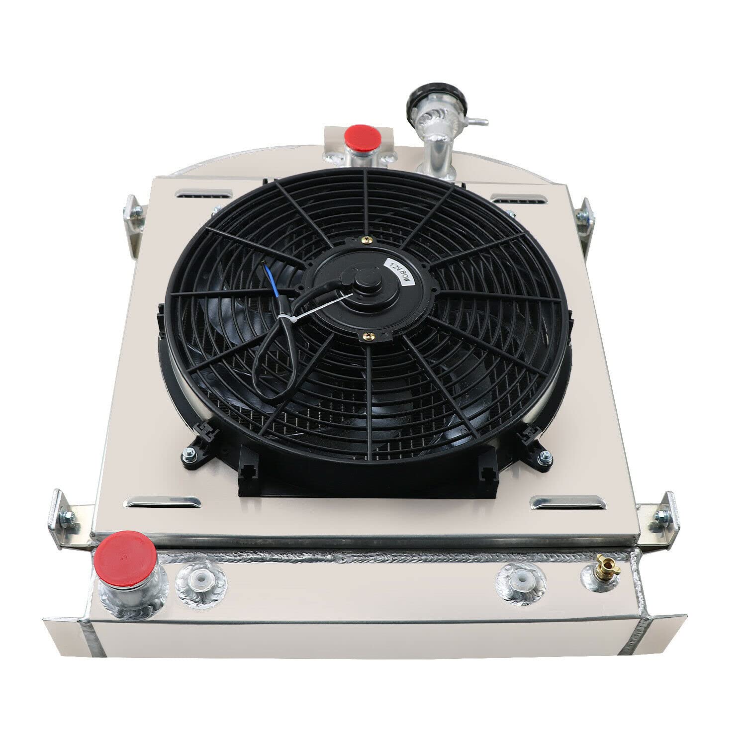 High-Performance 3 Row Aluminum Radiator for Ford Hi-Boy Hot Rod Model B & A/AA Sedan (1930-1932) - Complete Cooling Kit with Shroud Fan & Thermostat Relay - Perfect for Classic Car Restoration & Hot Rod Upgrades