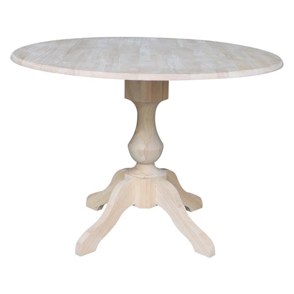 IC International Concepts 42-Inch Round Dual Drop Leaf Pedestal Dining Table - 30.3-Inch Height, Unfinished Wood, Ready to Stain or Paint - Perfect for Kitchens, Breakfast Nooks & Small Space Dining Rooms