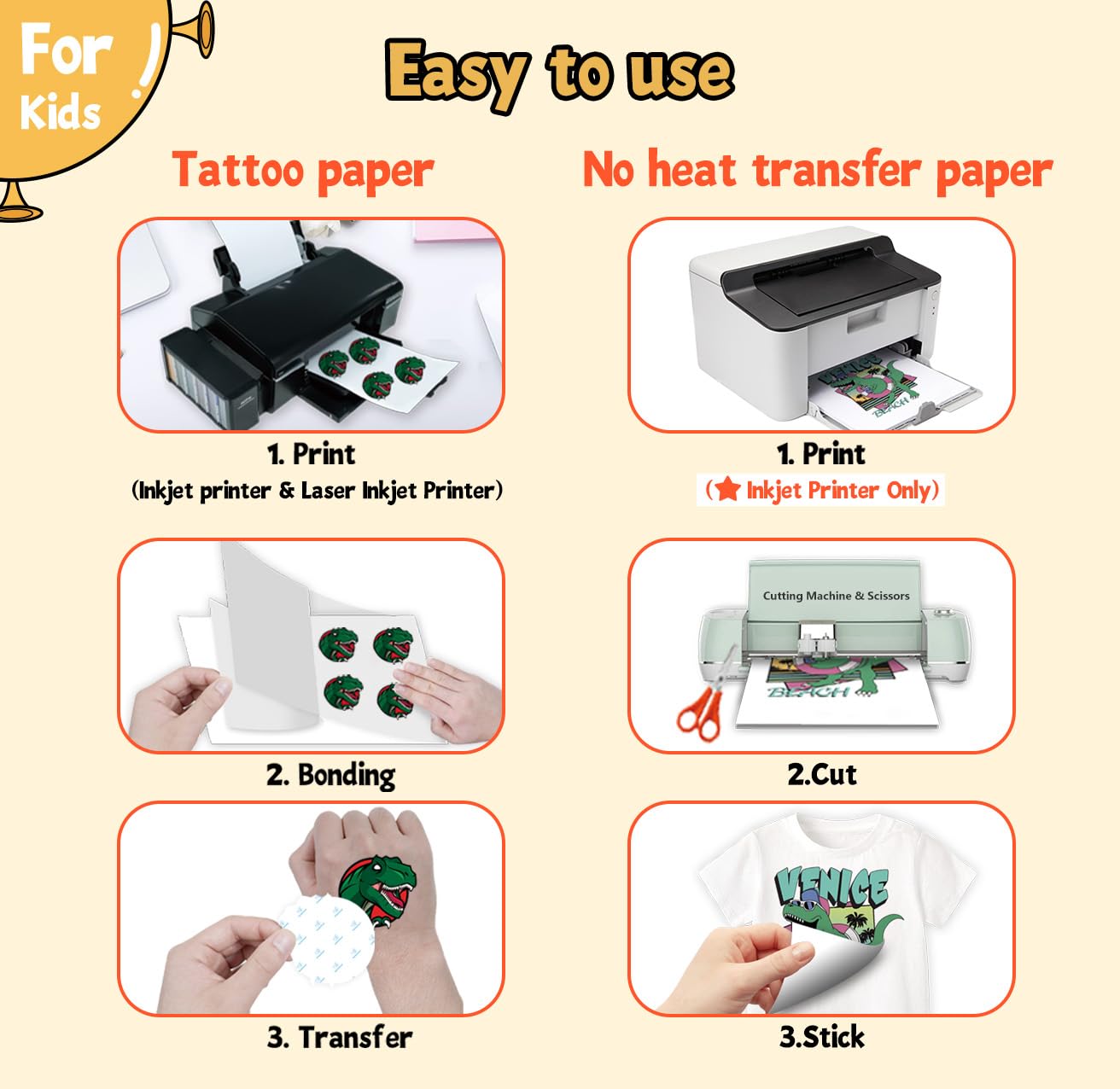 TransOurDream No Heat Transfer Paper & Temporary Tattoo Paper (10 Sheets, 8.5x11