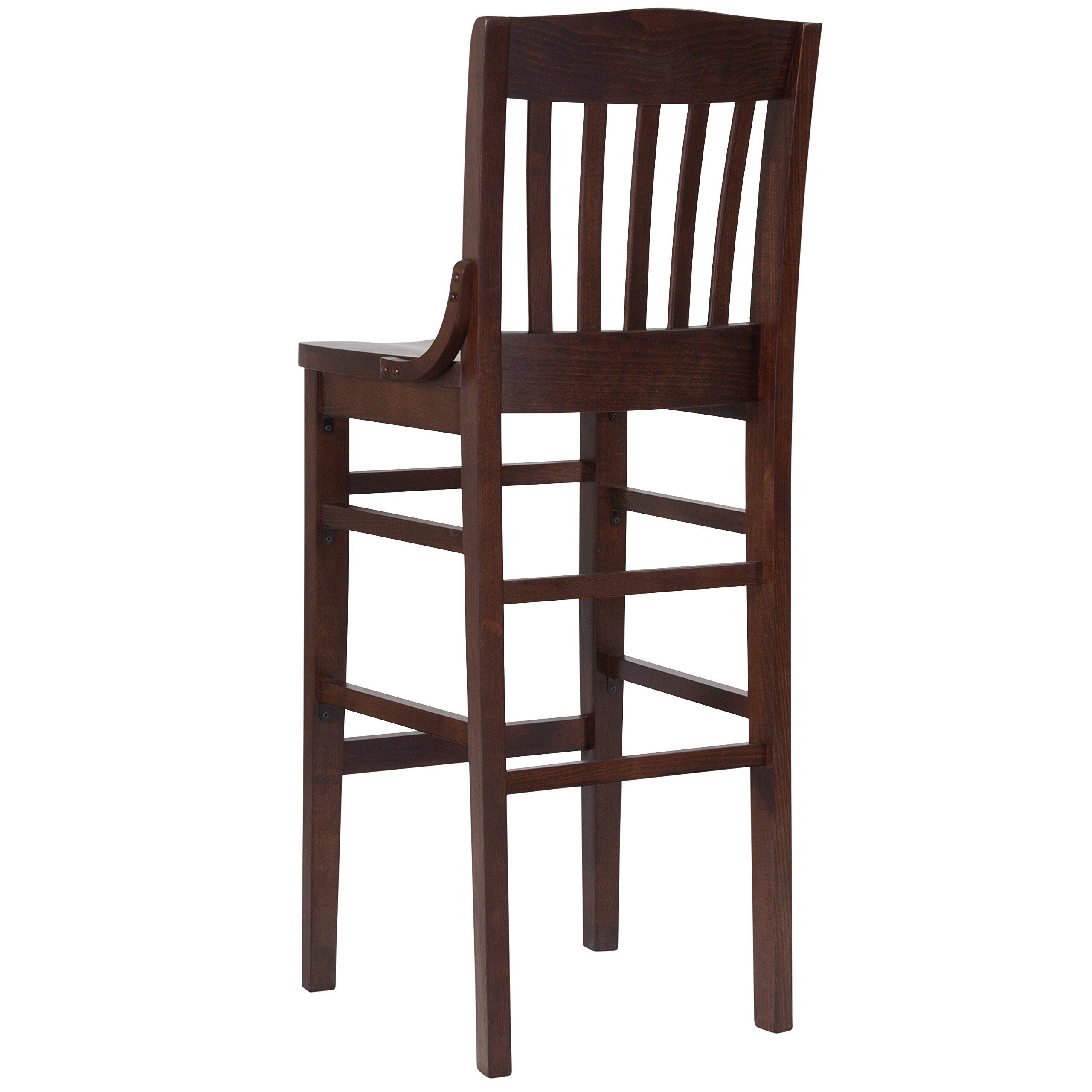 Emma & Oliver School House Back Walnut Wood Barstool - 24