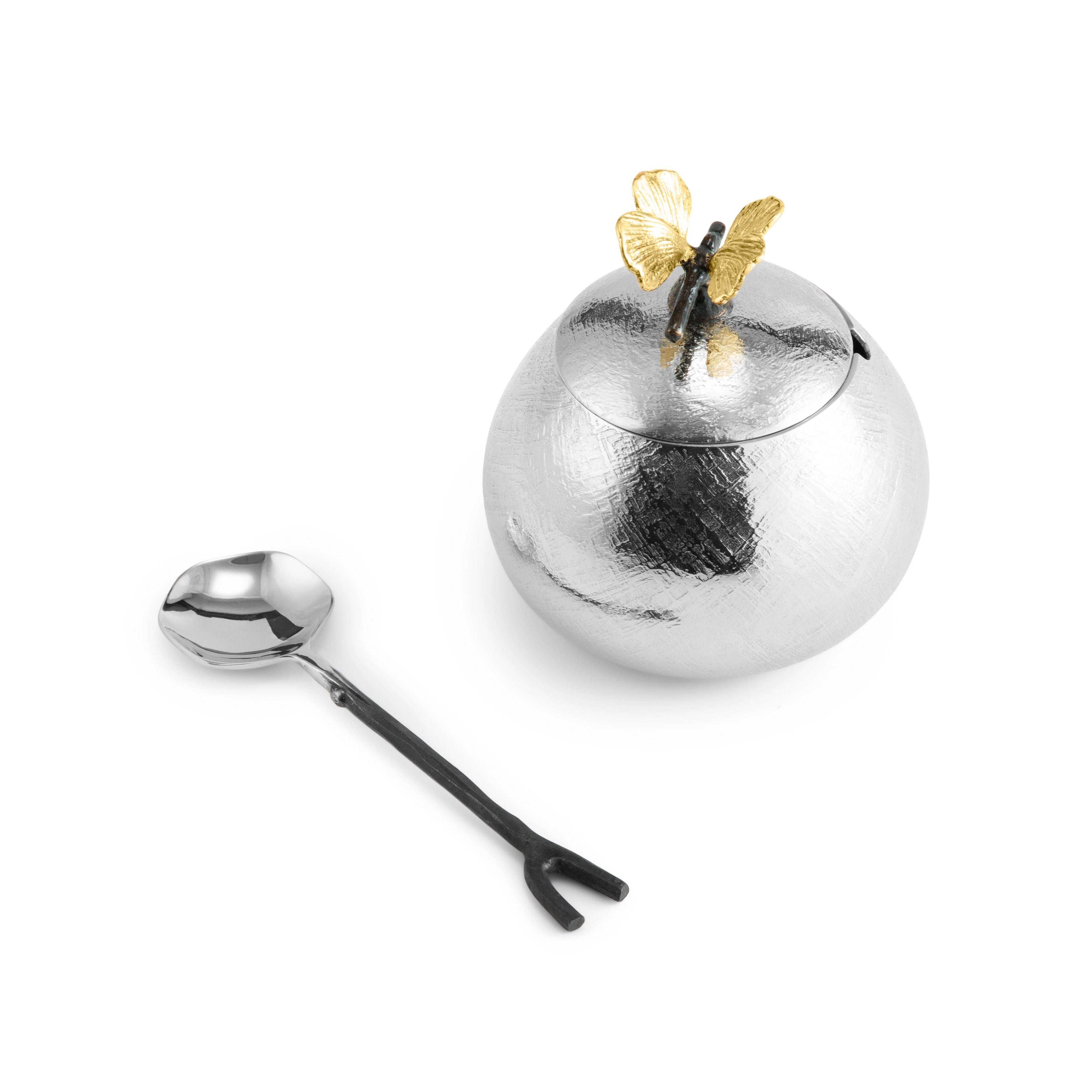 Butterfly Ginkgo Ceramic Pot with Spoon - Elegant Tea Canister & Sugar Jar for Kitchen & Dining Room Decor