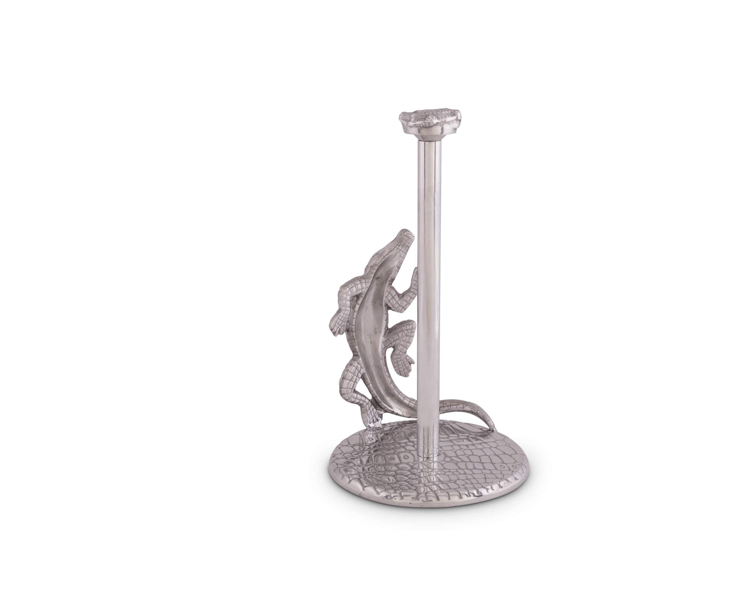 Arthur Court Designs Aluminum Alligator Paper Towel Holder - 12.5 Inch Countertop Stand - Durable Metal Kitchen Organizer for Bathroom, Bar & Outdoor Use