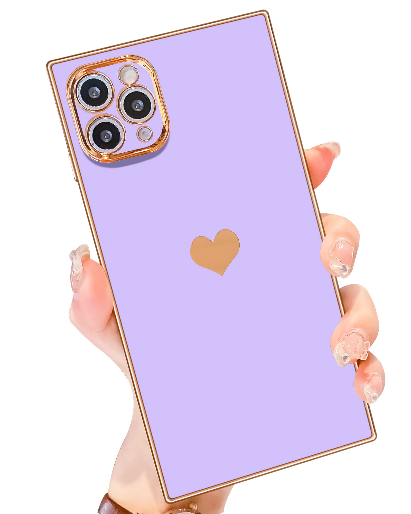 **MTBacon iPhone 11 Pro Max Case - Cute Heart Design, Camera Lens Protection, Shockproof & Reinforced Corners - Perfect for Women & Girls (Purple) | Ideal for Daily Use, Travel & Gift Giving**