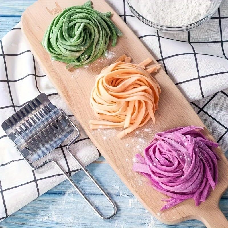 Jerliflyer Noodle Lattice Cutter - 2 Pack Stainless Steel Pastry Roller for Pasta Dough | Time-Saving Kitchen Tool for Homemade Pasta, Dumplings & Baking | Perfect for Italian Cuisine & Asian Cooking
