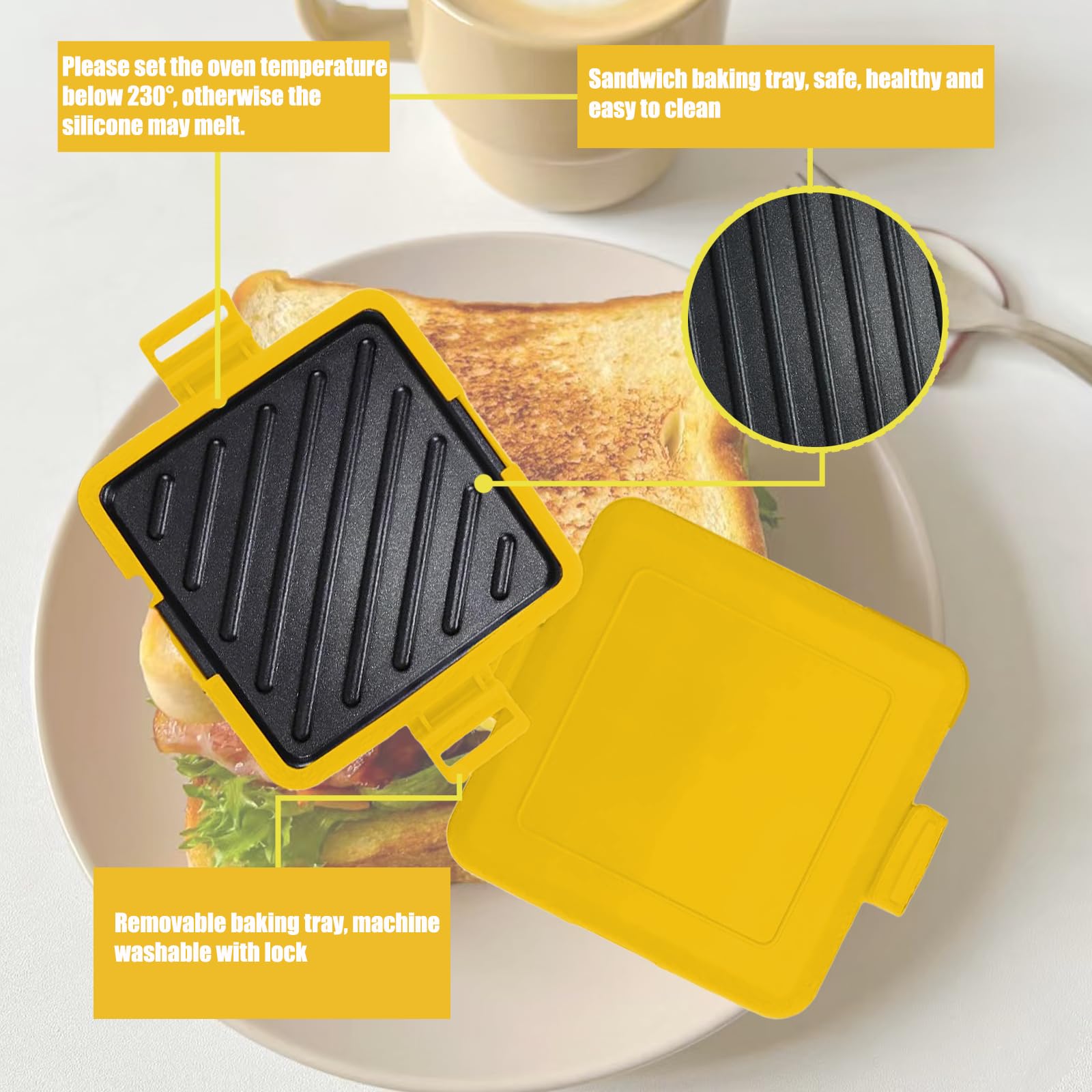 Microwave Toastie Maker - Adjustable Silicone Straps Sandwich Maker for Quick & Easy Meals - No Electricity Needed - Wireless & Time Saving - Perfect for Breakfast, Lunch & Snacks (Yellow)
