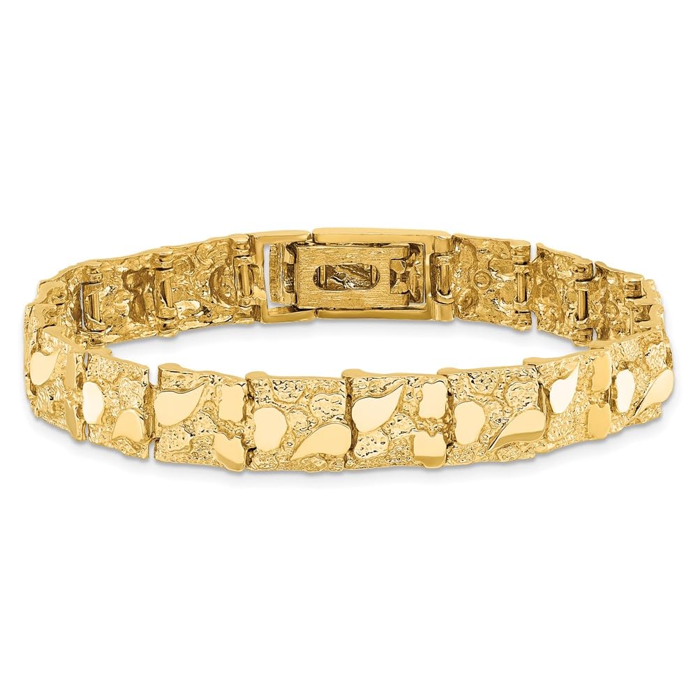 14K Yellow Gold 9.5mm Nugget Bracelet - Women's Fine Jewelry Gift for Her - Perfect for Anniversaries & Special Occasions