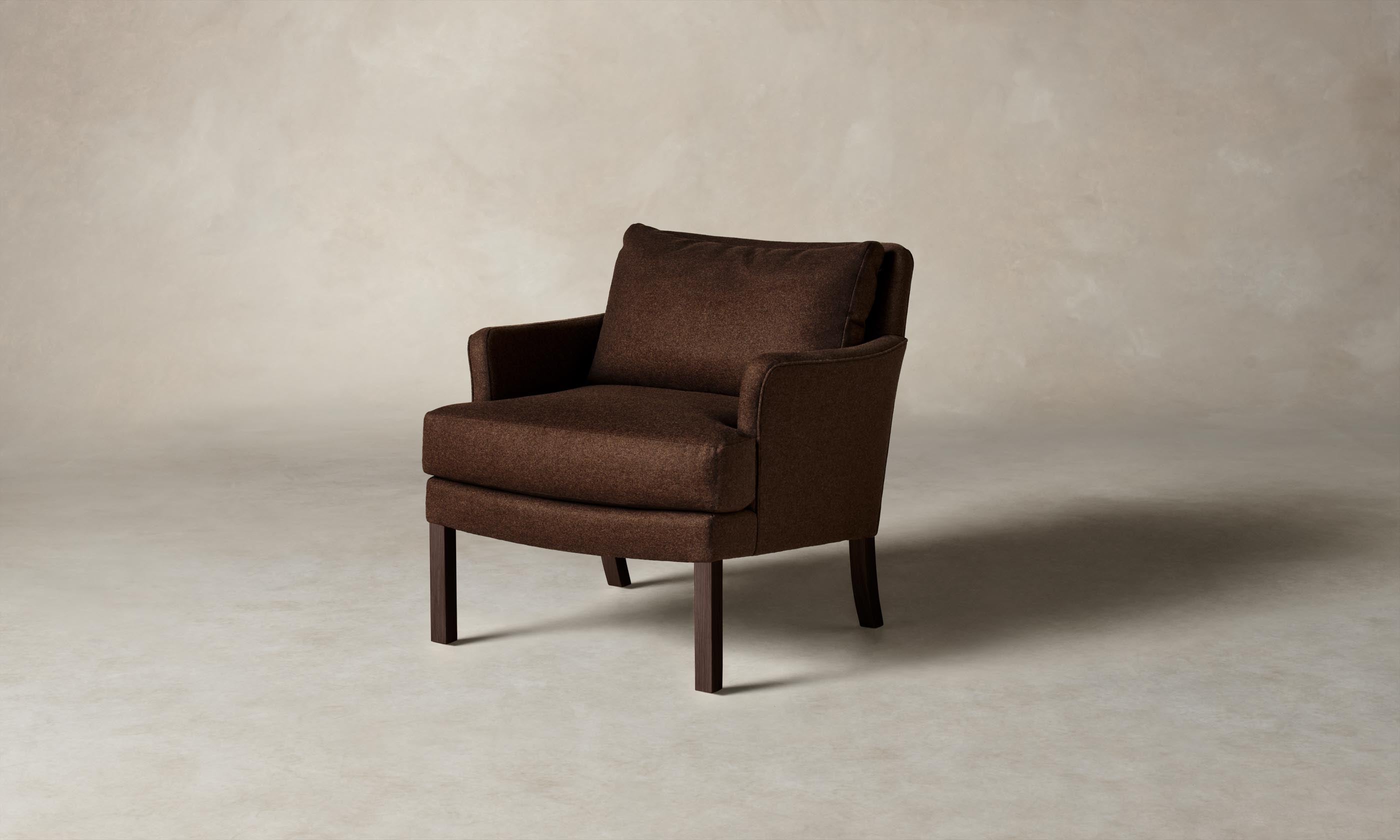 The Kaye Chair - Italian Brushed Wool Cocoa Brown Upholstered Dining Chair - Perfect for Modern Dining Rooms & Cozy Home Offices