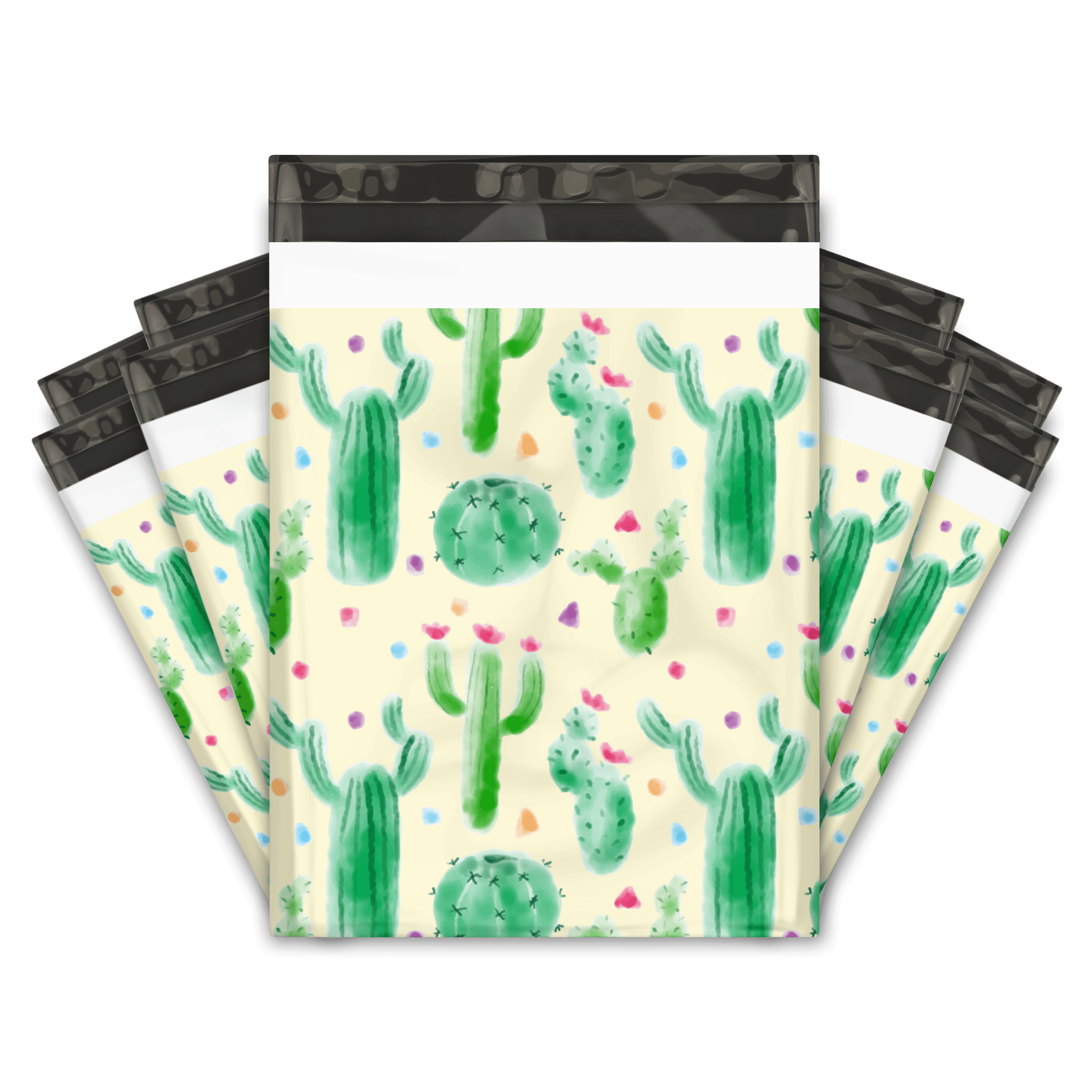 10x13 Inch Cactus Printed Poly Mailers - Waterproof Shipping Envelopes for Ecommerce, Mailing Bags with Custom Logo Option | Perfect for Clothing, Jewelry & Small Business Packaging