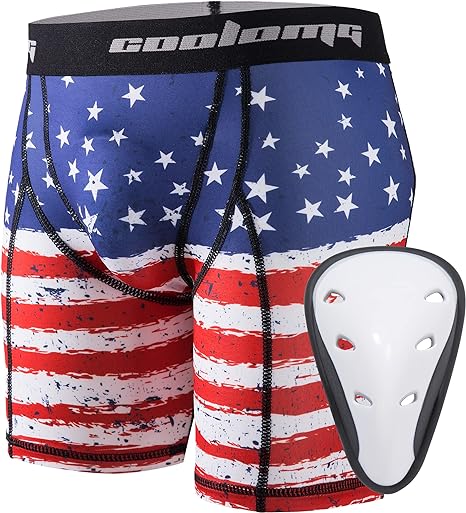 COOLOMG Men's Sliding Shorts with Protective Cup MD001 - Breathable Compression Underwear for Baseball, Football & Soccer - Perfect for Sports & Workout