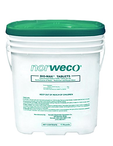 Norweco Bio-Max Dechlorination Tablets 48lb - 92% Sodium Sulfite for Swimming Pools, Hot Tubs & Water Treatment Systems