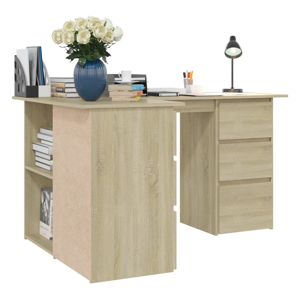 Industrial L-Shaped Corner Computer Desk with Storage, 57.1