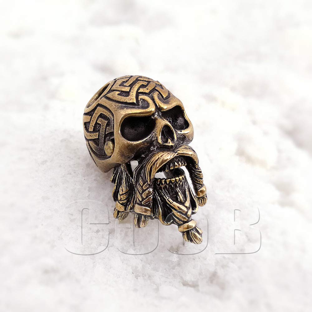 Viking Skull Paracord Bead - Handmade Metal Pendant for EDC & Knife Lanyards - Outdoor Survival Gear