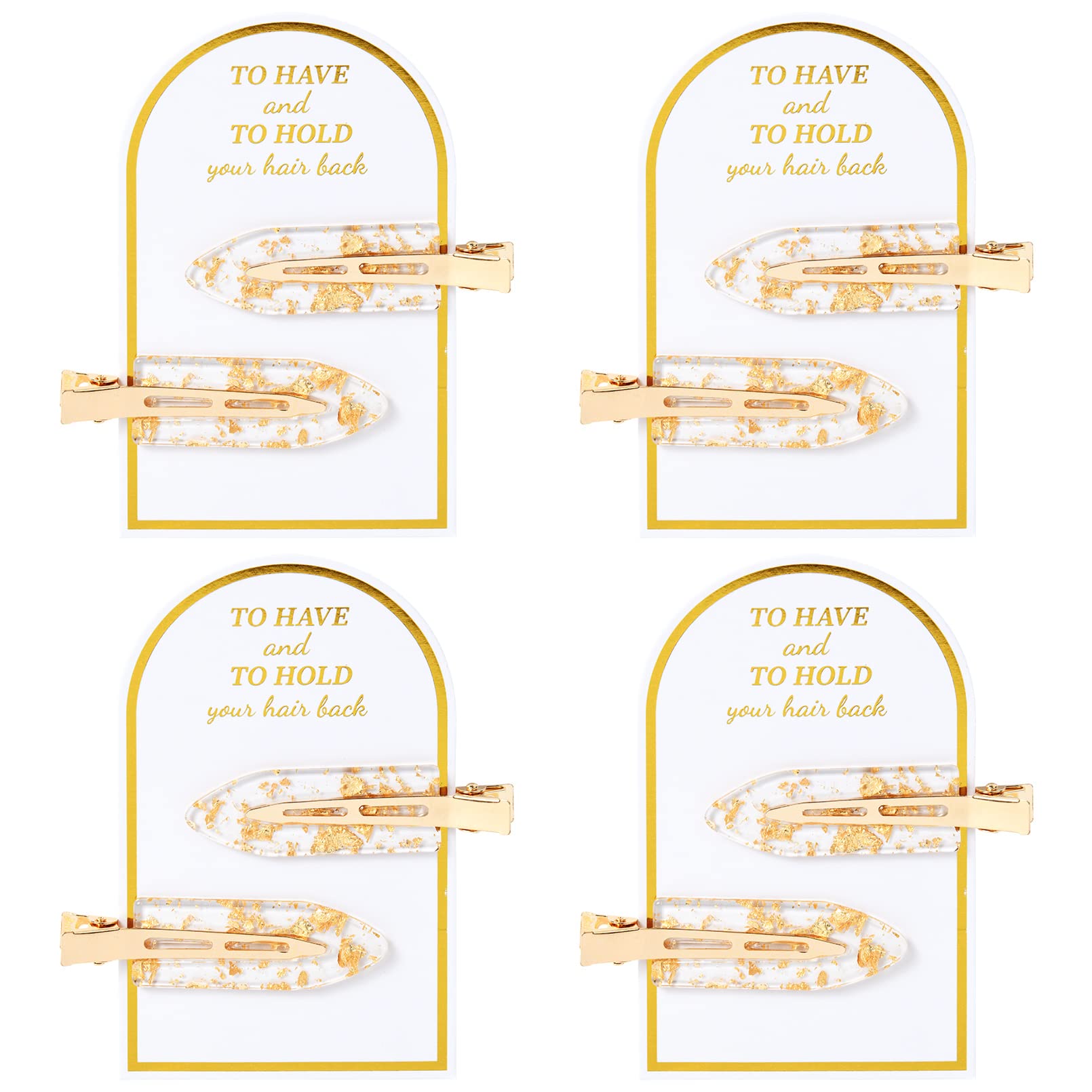 8PCS No Bend Hair Clips - Creaseless Gold Glitter Bridesmaid Hair Accessories for Women & Girls - Perfect for Weddings, Prom, Parties & Everyday Styling