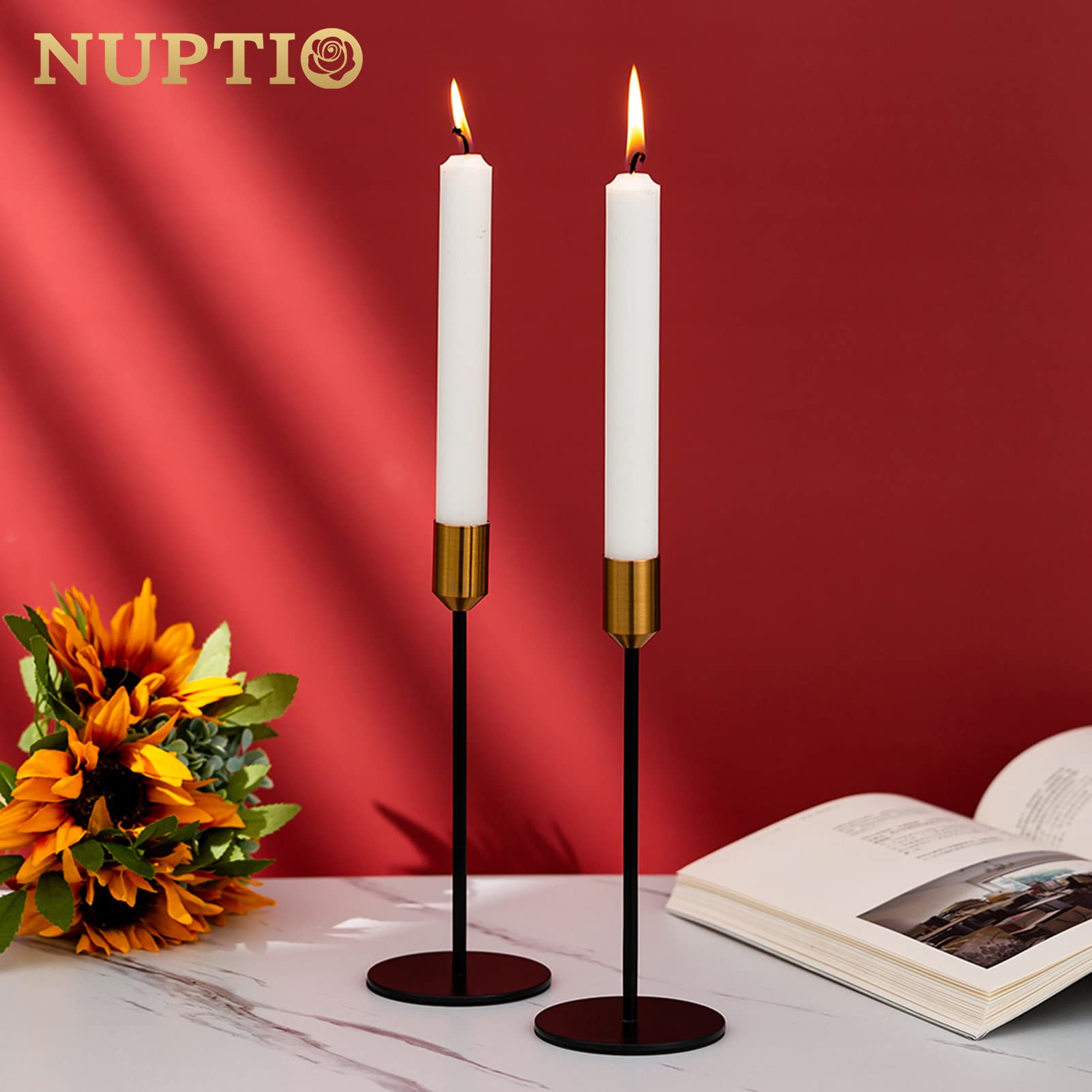 Elegant Single-Head Taper Candle Holder - Wedding & Dining Table Centerpiece Decor, Decorative Candlestick Holder for Romantic Ambiance (Set of 2) - Perfect for Wedding Receptions, Anniversary Dinners & Home Decor