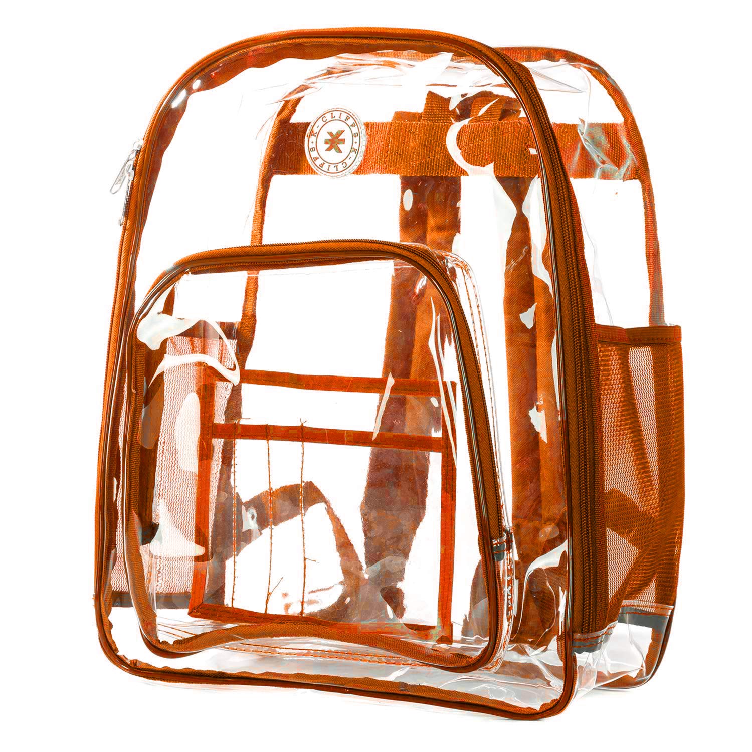 Heavy Duty Clear Backpack - Transparent School Bag with Large Capacity, See-Through Security Work Bag for Students & Professionals - Perfect for School, Work, Travel & Event Security Checks (Orange)