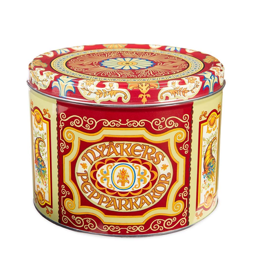 Nyåkers Pepparkakor Swedish Ginger Snaps Cookies - Vegan, Dairy-Free, Gourmet Holiday Snacks in Large Red Tin (26.45oz) - Perfect for Christmas Gifts, Tea Time & Family Gatherings