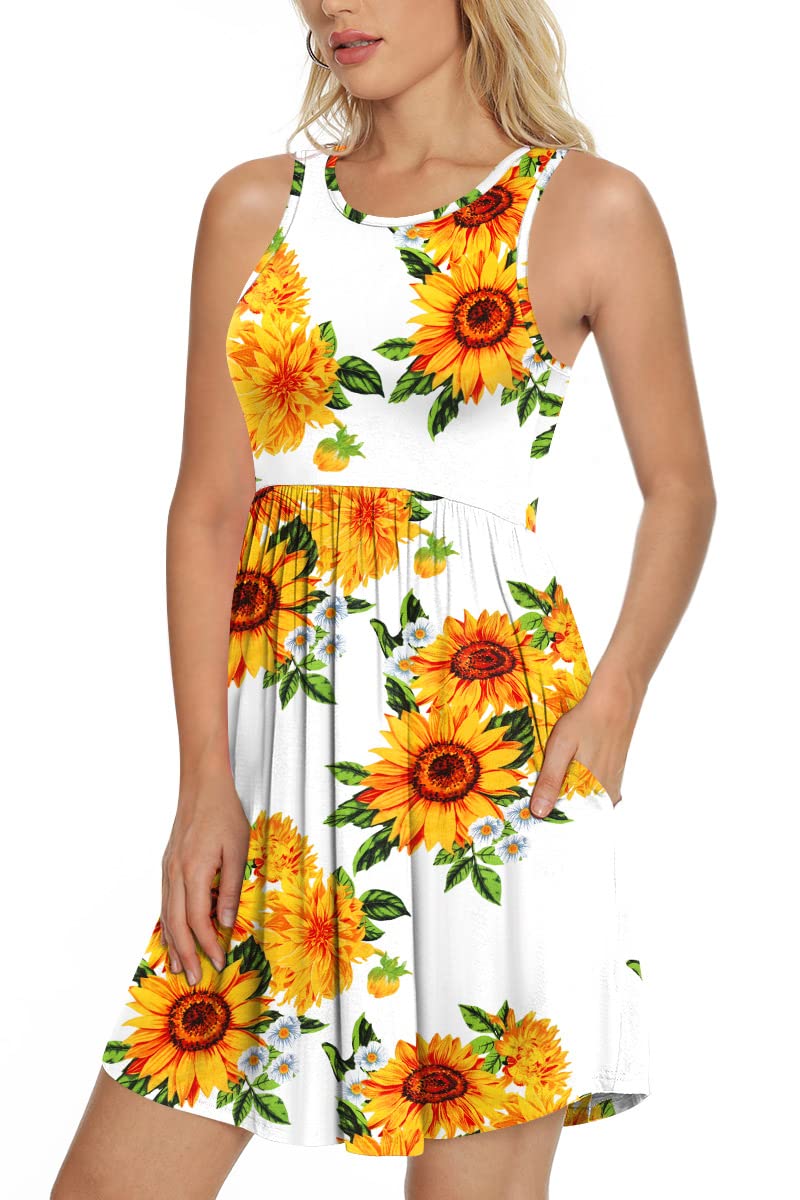 LONGYUAN Women's Hawaiian Sundress - 2025 Summer Tank Dress with Pockets, S-3XL | Beach Cover Up, Vacation Outfit, Tropical Party Dress
