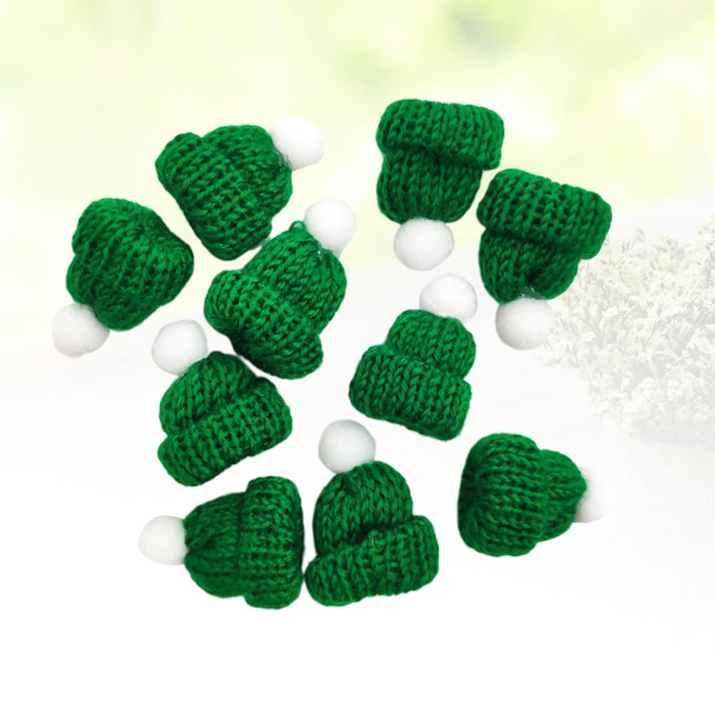 Amosfun 10pcs Mini Christmas Knit Hats - Tiny Doll Hats & Wine Bottle Toppers - DIY Holiday Crafts for Christmas Tree Ornaments, Doll Accessories, and Party Decorations (Perfect for Festive Home Decor, Gift Wrapping, and Holiday DIY Projects)