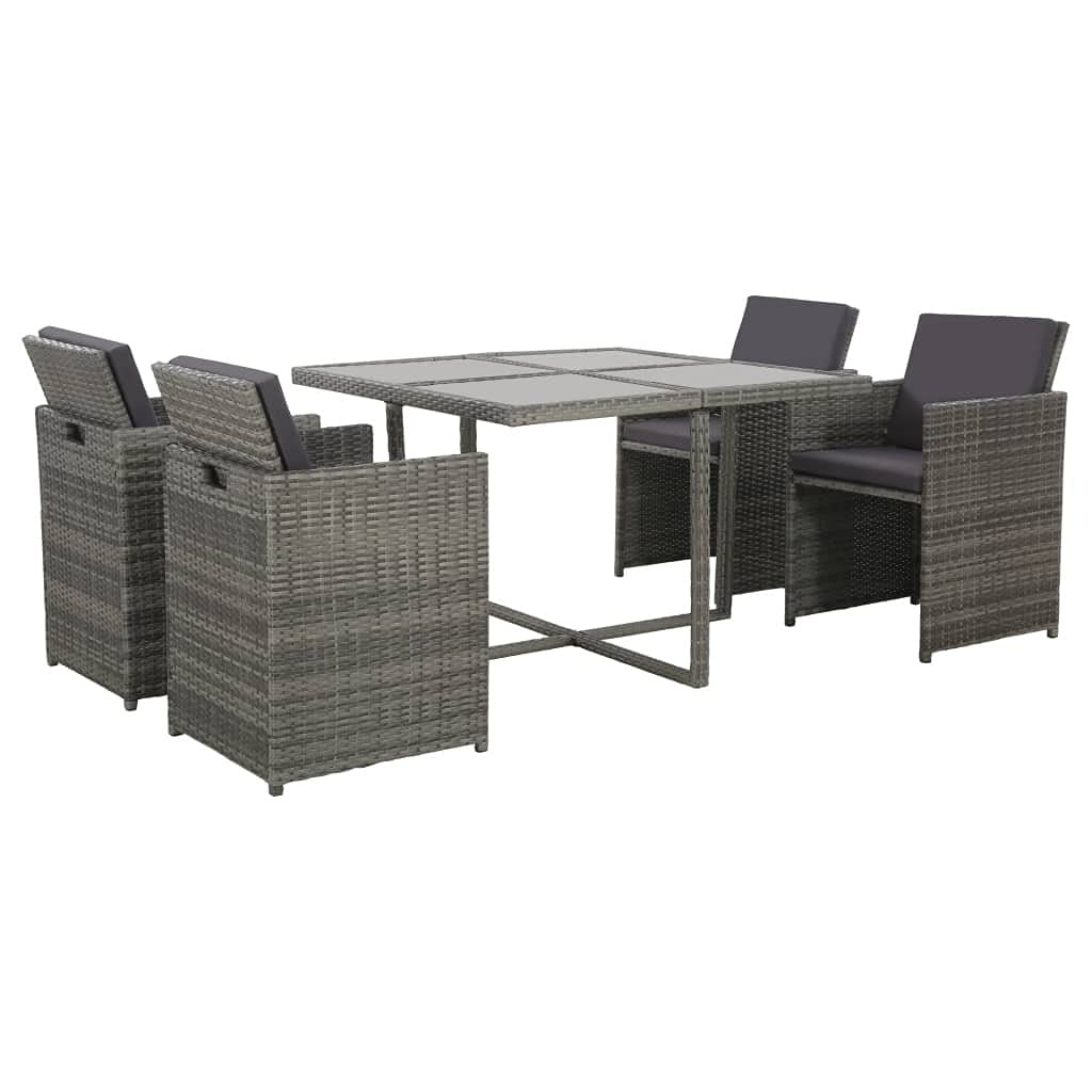 Premium 5-Piece Outdoor Dining Set with Cushions - Durable Poly Rattan Patio Furniture in Multiple Colors for Garden, Poolside & Backyard Entertaining