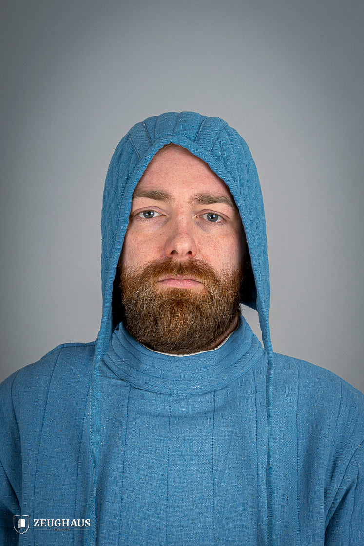 Blue Padded Coif - Medieval Helmet Liner for LARP, Reenactment & Cosplay - Comfortable & Protective Headgear