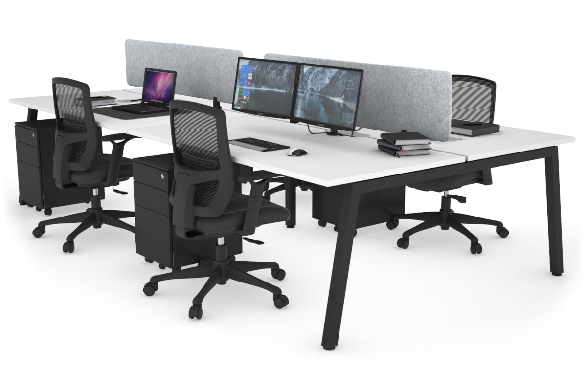 Quadro 4-Person Office Workstation Desk - 1800L x 800W with Cable Management Scallop - Ideal for Collaborative Workspaces, Home Offices & Coworking Spaces