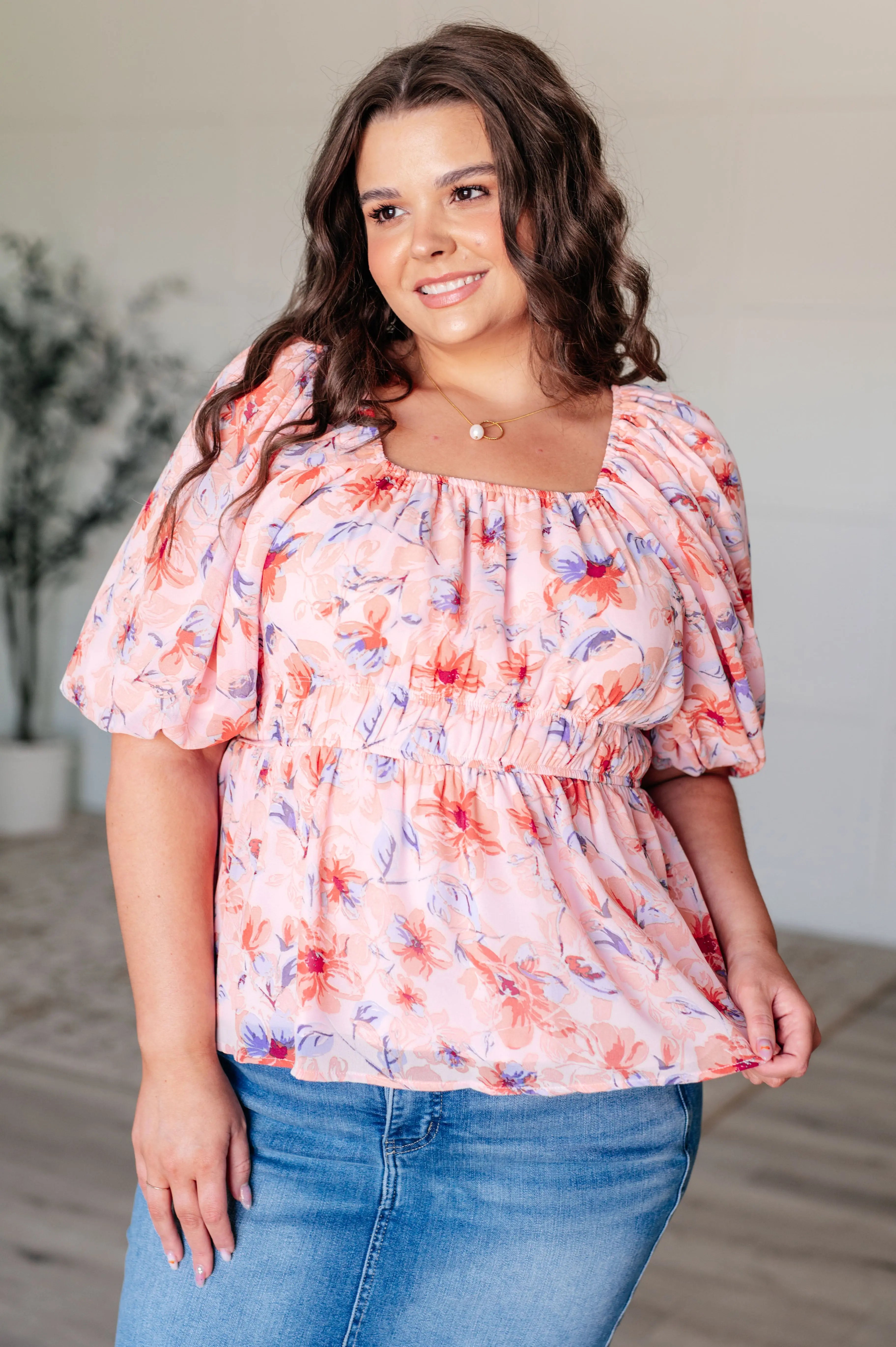 Elegant Square Neck Balloon Sleeve Blouse for Women - Trendy Ruffled Flowy Top for Office, Date Night & Special Occasions