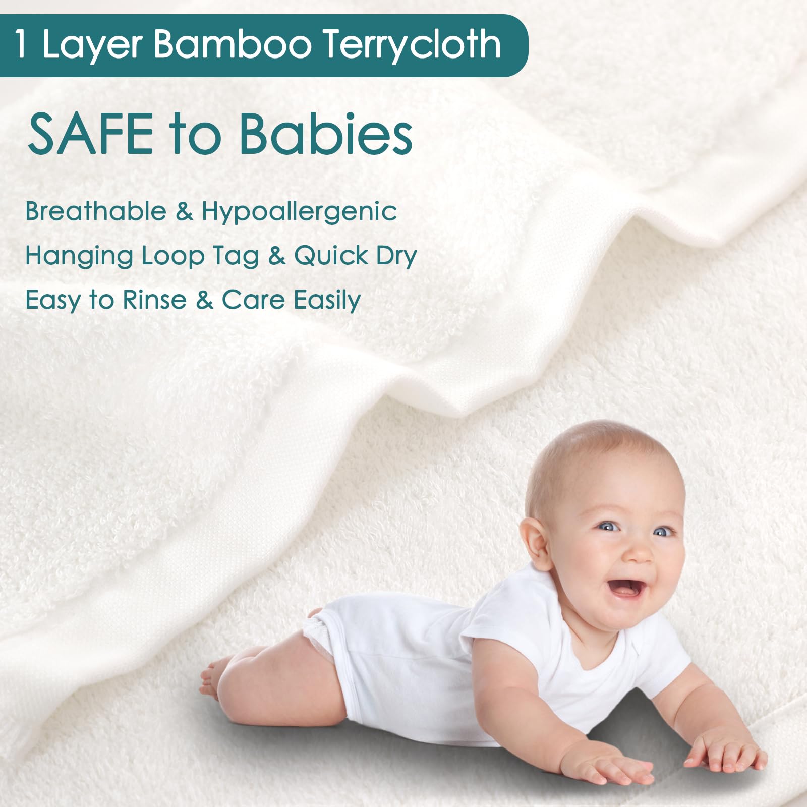 **6 Pack Baby Washcloths - 10x10 Inch Ultra Soft White Wash Cloths for Face & Body | Gentle & Hypoallergenic for Sensitive Skin | Newborn, Toddler & Kids Bath Essentials | Perfect for Bath Time, Diaper Changes & Travel**
