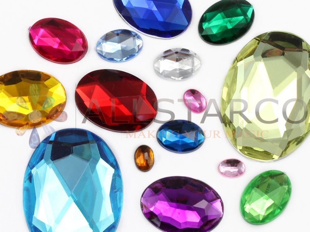 Allstarco 40x30mm Large Flat Back Oval Acrylic Rhinestones - 4pc Brown Smokey Topaz H131 for Cosplay Costumes, DIY Crafts, Jewelry Making & Embellishments | Perfect for Costume Accessories, Scrapbooking & Home Decor