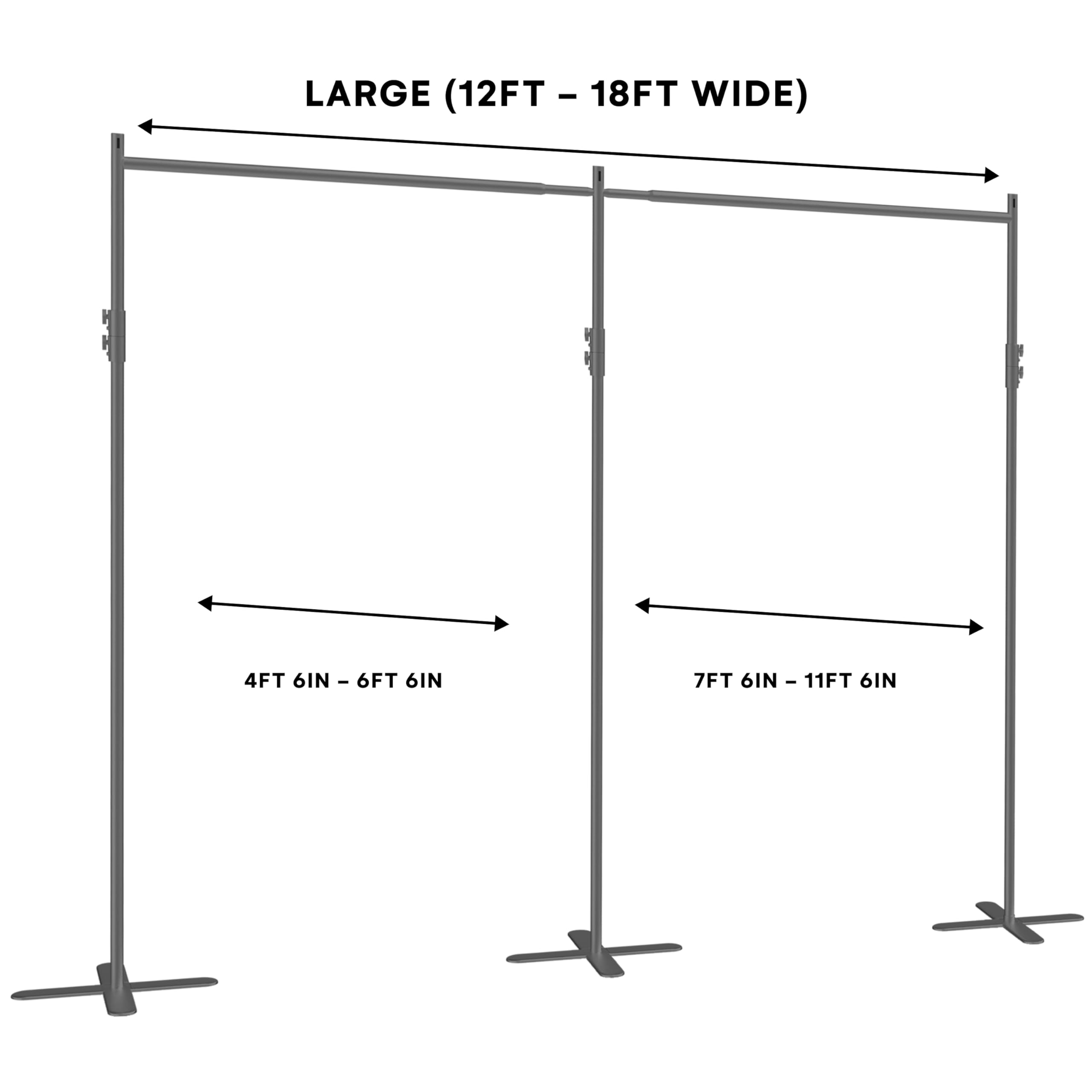 Freestanding Room Divider Stand - XL 18ft to 24ft Wide Silver | Portable Curtain Partition for Home & Office | Room Separation Kit for Events, Weddings & Privacy Needs
