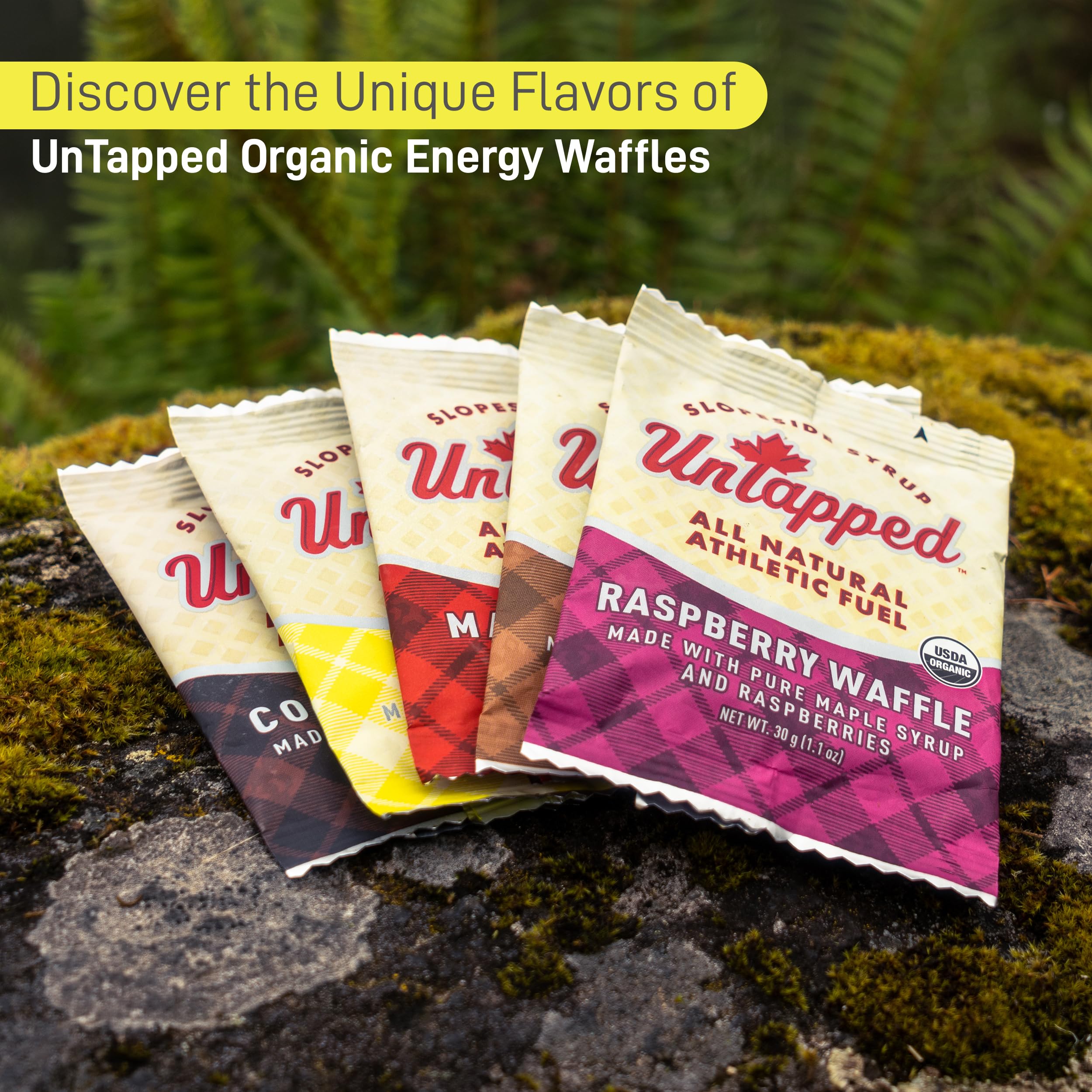 Organic Lemon Waffles by UnTapped - 1.1 oz Each, Pack of 16 | Vegan Maple Syrup Sweetened Sports Snacks with Real Lemons | Perfect for Cycling, Running & Hiking Energy Boost
