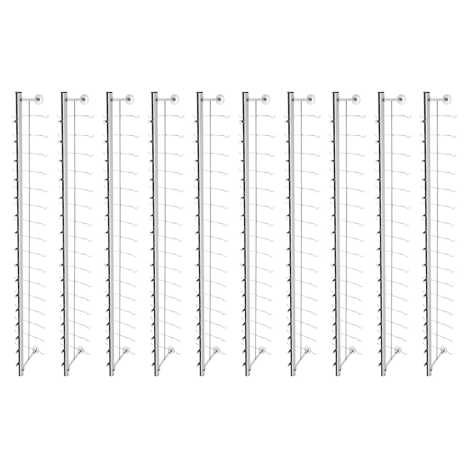 10-Pack Wall Mounted Sunglasses Organizer Rack - 4ft Eyeglass Frame Display Stand Holds 16 Pairs, Decorative Storage Solution for Sunglasses & Eyewear - Perfect for Retail Stores, Bedroom Closet, or Bathroom Organization