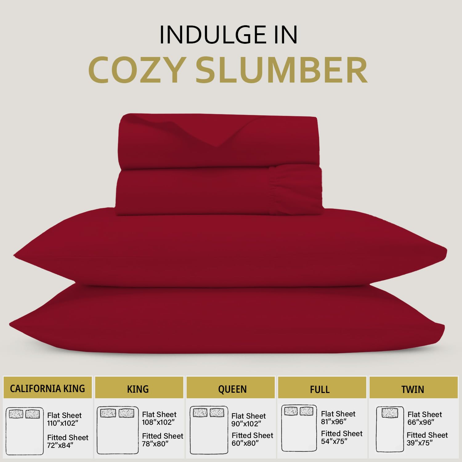 Marina Shades King Size Sheet Set - 100% Egyptian Cotton Burgundy Bed Sheets, 17 Inch Extra Deep Pocket, High Thread Count, Cooling & Breathable 4-Piece Luxury Hotel Bedsheets - Perfect for Master Bedroom, Guest Room & Vacation Homes