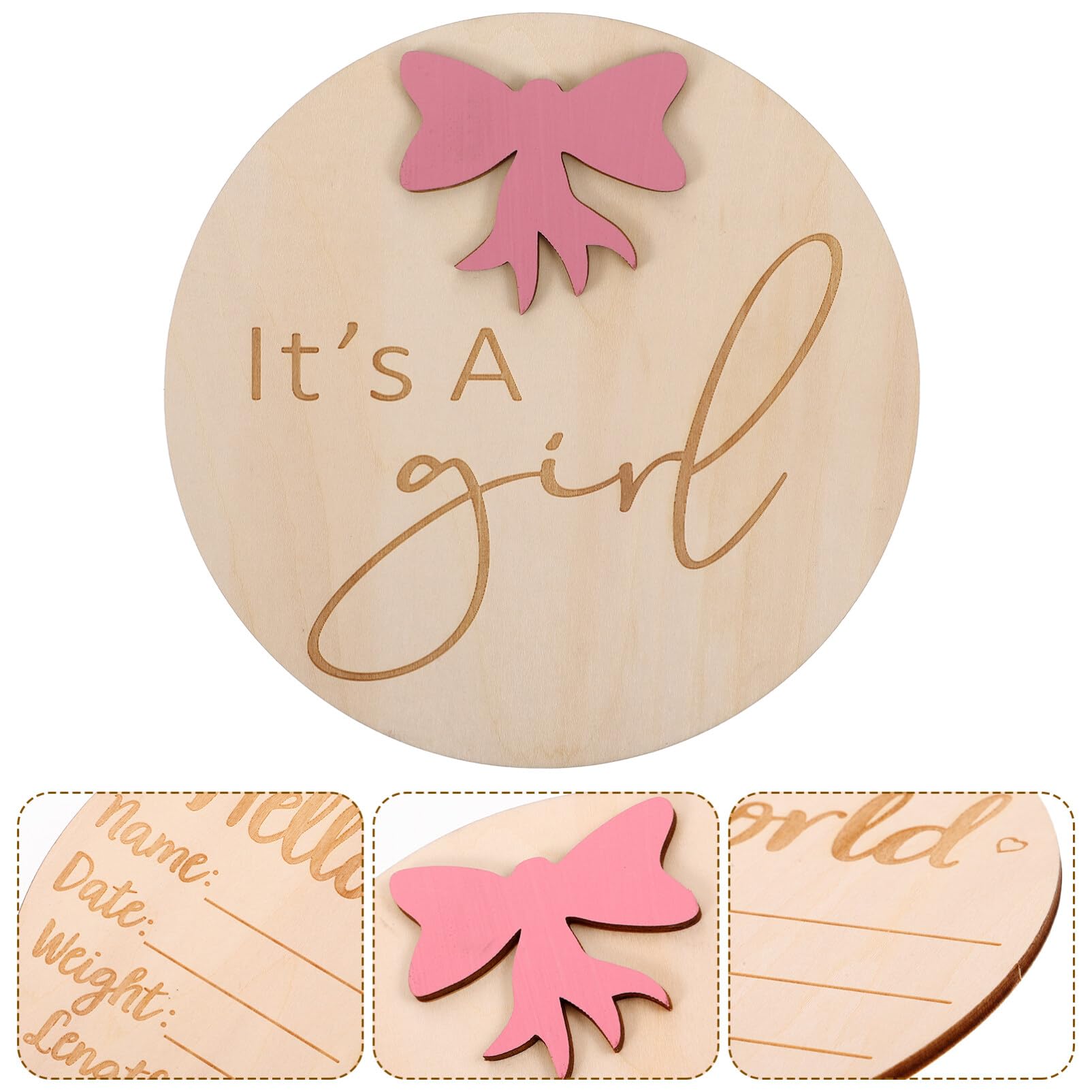Wooden Baby Announcement Sign - Personalized Newborn Welcome Plaque with Name - Perfect for Birth Announcements, Nursery Decor & Photo Props