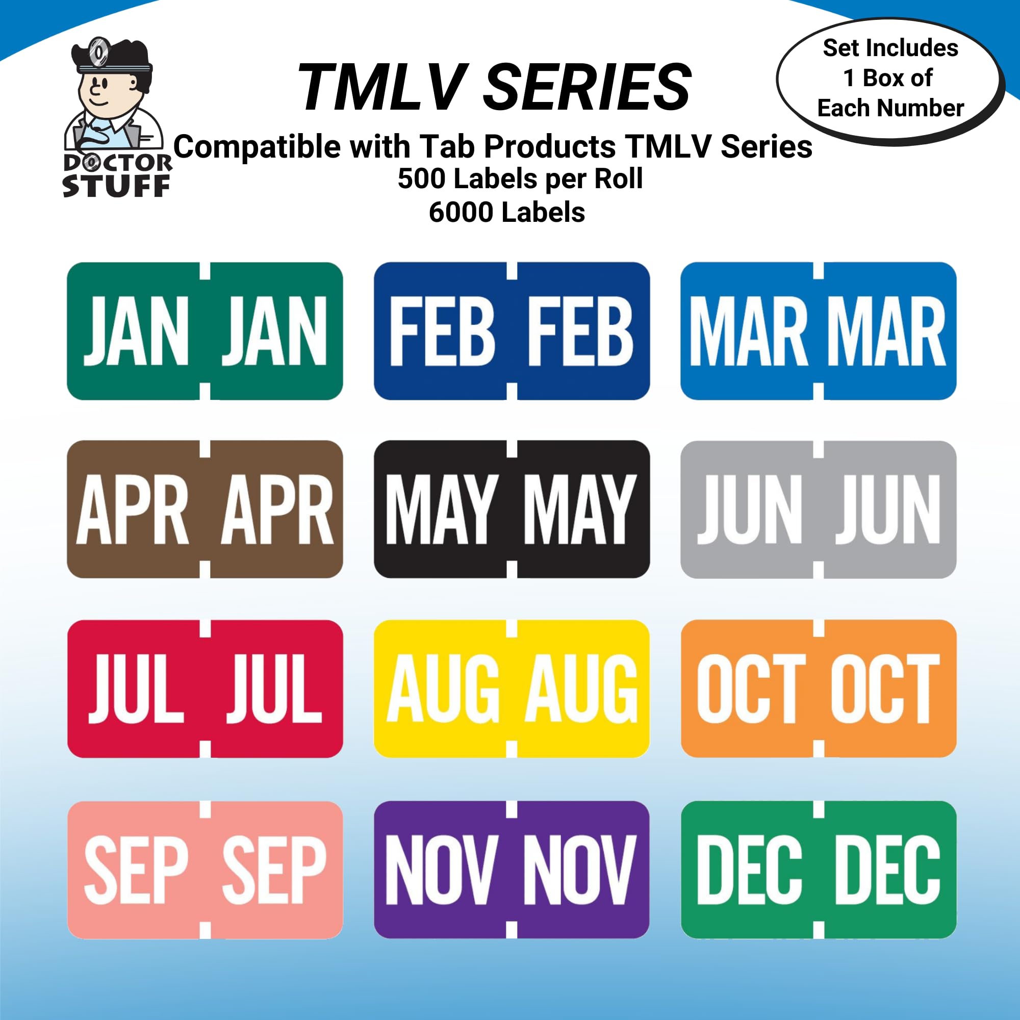 Doctor Stuff - Monthly File Folder Labels, January to December Complete Set, 1/2